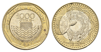 Колумбия 1000 песо 2017 KM 299 биметалл aUNC 4663-517