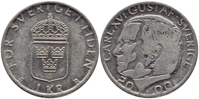 Швеция 1 крона 2000 Карл XVI Густав (1973- ) KM 852а медно-никель 4364-2257