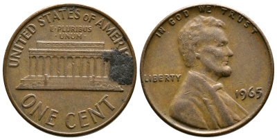 США 1 цент 1965 Авраам Линкольн KM 201 медь цинк 3458-131