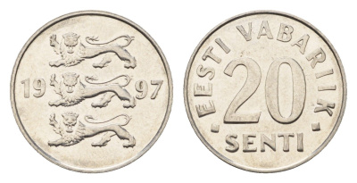 Эстония 20 сентов 1997 KM 23a сталь плакированная никелем UNC 4689-669