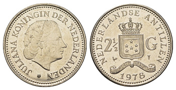 Нидерландские Антильские острова 2 1/2 гульдена 1978 KM 19 никель UNC 4179-232