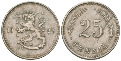 Финляндия 25 пенни 1927 S KM 25 медно-никель 4174-932