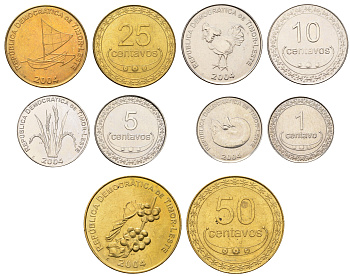 Восточный Тимор годовой набор из 5 монет (1, 5, 10, 25 и 50 сентаво) 2004 KM 1, 2, 3, 4 и 5 UNC 4671-721-725
