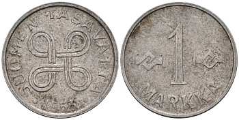 Финляндия 1 марка 1953 KM 38 железо 96-131