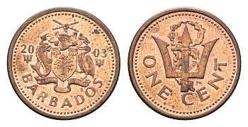 Барбадос 1 цент 2003 KM 10a цинк плакированный медью 4664-645