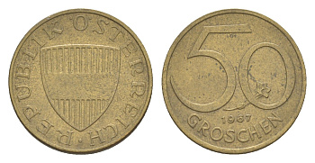 Австрия 50 грошей 1967 KM 2885 алюминиевая бронза 4136-1264