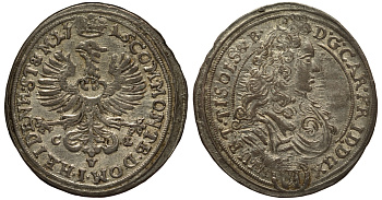 ШЛЕЗВИГ-ВЮРТЕМБЕРГ-ЭЛЬС 6 КРЕЙЦЕРОВ 1715 GVI Fr.u.S. 2467 серебро 413-3433