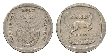 ЮАР 1 ранд 2003 KM 332 медь плакированная никелем 4627-412