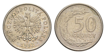Польша 50 грошей 1992 Y 281 медно-никель 4626-346