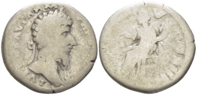 Римская Империя денарий 168 Луций Вер, L VERVS AVG ARM PARTH MAX / TR P VIII IMP V COS III, Рим, fine RIC 595 серебро 1073-6-84