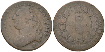 Франция 12 денье 1791 B, Людовик XVI (1774-1792) KM 600 бронза 110-934