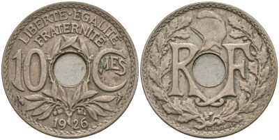 Франция 10 сантимов 1926 KM 866a, Le Franc 138.3 медно-никель 4143-946