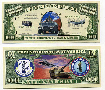 США 1000000 ДОЛЛАРОВ 2002 СУВЕНИРНАЯ БАНКНОТА, СЕРИЯ АМЕРИКАНСКАЯ АРМИЯ, НАЦИОНАЛЬНАЯ АРМИЯ бумага UNC (ПРЕСС) 8588-67-3-1