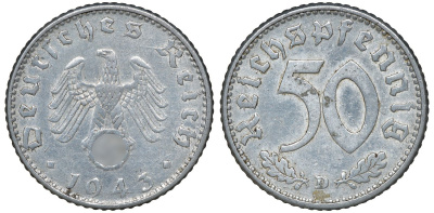 Германия 50 рейхспфеннигов 1943 D J. 372, KM 96 алюминий 72-1334