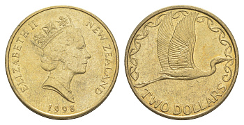 Новая Зеландия 2 доллара 1998 KM 79 алюминиевая бронза aUNC 4652-257