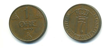 НОРВЕГИЯ 1 ЭРЕ 1940 KM 367 бронза 04-1022