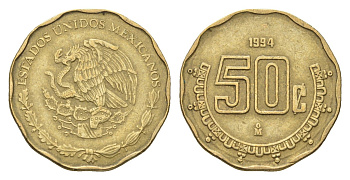 Мексика 50 сентаво 1994 KM 549 алюминиевая бронза 4664-763