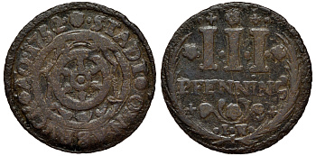 Оснабрюк 3 пфеннига 1752 Weingrtner 354a, Kennepohl 487 медь 75-567