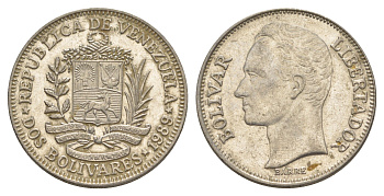 Венесуэла 2 боливара 1989 Симон Боливар Y 43a сталь плакированная никелем 4583-226