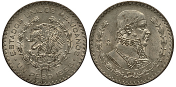 Мексика 1 песо 1958 Хосе Мария Морелос KM 459 серебро 4178-1232