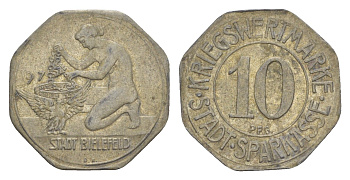 Билефельд 10 пфеннигов 1917 Funck 40.3, Men05 2775.7, Men18 3552.7 цинк 4636-1151