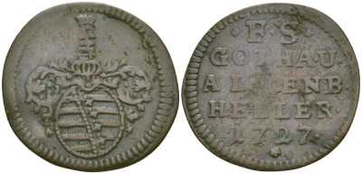 Саксен-Гота-Альтенбург 1 геллер 1727 KM 2 медь 99-721