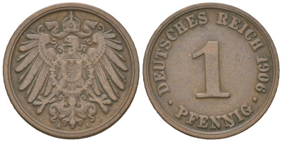 Германия 1 пфенниг 1906 A KM 10, J. 10 медь 3955-1116