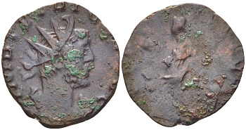 Римская Империя (императоры в Галлии) антониниан 271 - 274 Тетрик I. HILARITAS AVGGG, Хиларитата, держит пальмовую ветвь и рог изобилия, Колония Агриппины, Very fine RIC 80 биллон 1073-13-107