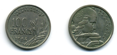 ФРАНЦИЯ 100 ФРАНКОВ 1954 57-157