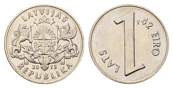 Латвия 1 лат 2013 Паритет монет KM 145 медно-никель UNC 4686-1241
