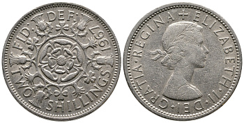 Великобритания 2 шиллинга (флорин) 1967 Елизавета II (1952-2022) KM 906, Spink 4146 медно-никель 59-1822