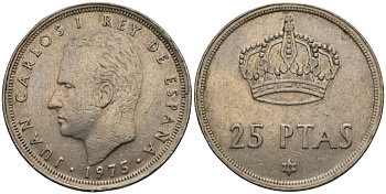 Испания 25 песет 1975 (79) Хуан Карлос I (1975-2014) KM 808 медно-никель 106-723