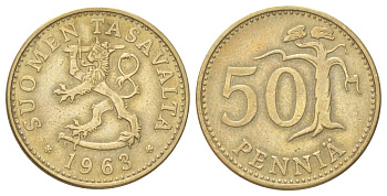 Финляндия 50 пенни 1963 KM 48 алюминиевая бронза 4628-1045