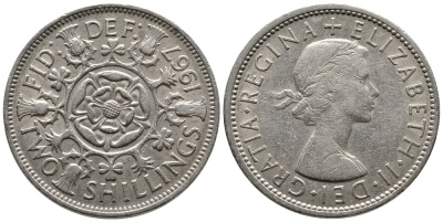 Великобритания 2 шиллинга (флорин) 1967 Елизавета II (1952-2022) KM 906, Spink 4146 медно-никель 4680-833