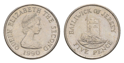 Джерси 5 пенсов 1990 башня Сеймур, Елизавета II (1952-2022) KM 56.2 медно-никель 4655-951