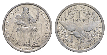 Французская Новая Каледония 1 франк 1977 KM 10 алюминий UNC 4641-127