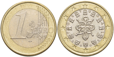 ПОРТУГАЛИЯ 1 ЕВРО 2003 INCM KM 746 биметалл 216-1122