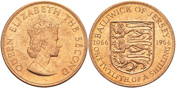 Джерси 1/12 шиллинга 1966 900 лет Нормандскому завоеванию KM 26 бронза UNC 4542-725