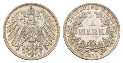 Германия 1 марка 1915 A, Вильгельм II (1888-1918) KM 14, J. 17 серебро 4626-252