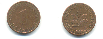 ФРГ 1 ПФЕННИГ 1982 F KM 105, J.380 сталь плакированная медью 176-658