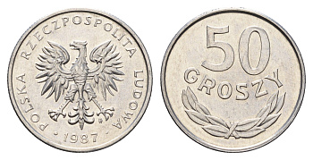 Польша 50 грошей 1987 Y 48.2 алюминий UNC 3336-625