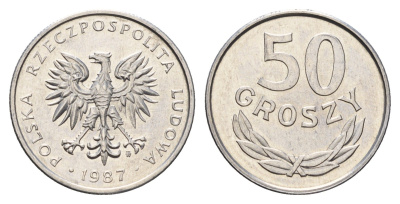 Польша 50 грошей 1987 Y 48.2 алюминий UNC 3336-625