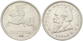 Литва 5 лит 1936 KM 82 серебро 68-411