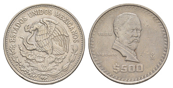 Мексика 500 песо 1988 Мо, Франсиско Игнасио Мадеро KM 529 медно-никель 4634-335