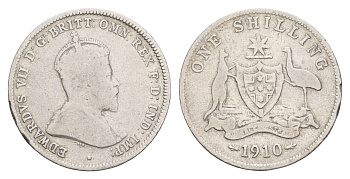 Австралия 1 шиллинг 1910 L, Эдуард VII (1901-1910) год-тип KM 20 серебро 4654-944