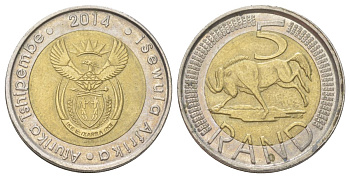 ЮАР 5 рандов 2014 биметалл 4626-926