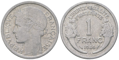 Франция 1 франк 1946 B KM 885a.2, Le Franc 221 алюминий 4582-112