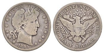 США 1/2 доллара (50 центов) 1895 O, 50 центов Барбера KM 116 серебро    5010-1613