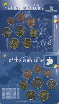 Ирландия евронабор из 8 монет 2002 официальный выпуск в пластике    UNC  3897-5-2