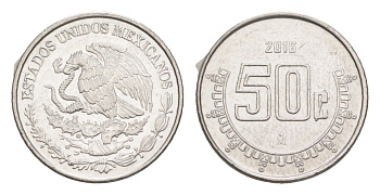 Мексика 50 сентаво 2016 KM 936 нержавеющая сталь UNC 4158-254